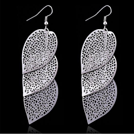 Fashion Women Hollow Leaf Shaped Drop Dangle Hook Earrings Party Jewelry Gifts