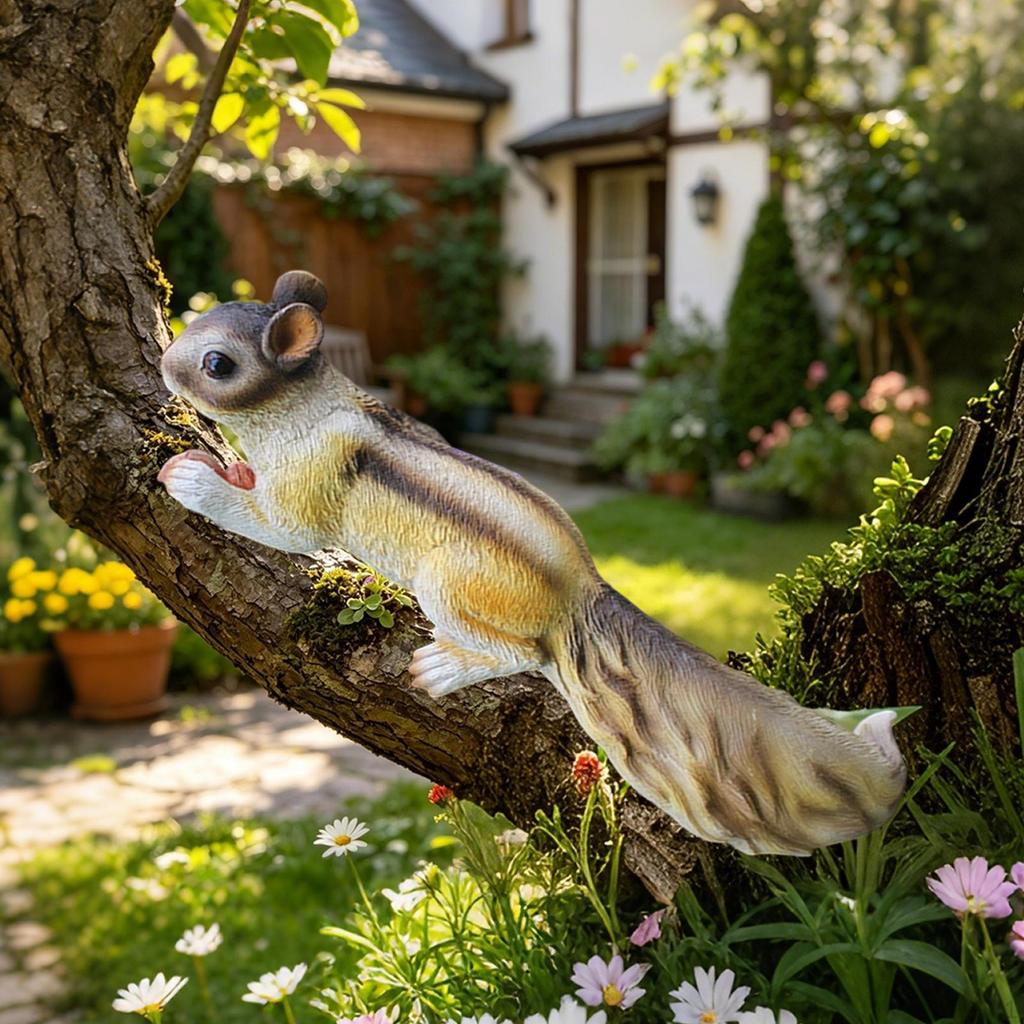 Squirrel Statue Figurine Resin Animal Ornament Garden Accessory Creative Hanging Easy to Install