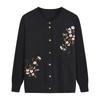 Grandma's Spring Autumn Flower Printing Knitwears Middle-Aged Mother Cardigan Embroidered Knitting Top for Women