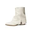 Temperament thin trouser boots women's autumn and winter new pointed thick heel thick sole short boots Martin boots white pile boots