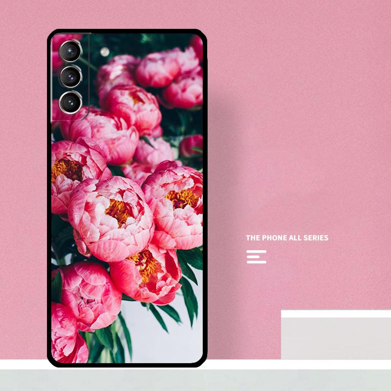 Elegant Pink Purple Peony Flower Phone Case For Samsung Galaxy S25 S26 Ultra S20 S21 S22 S23 S24 S10 Plus S25 FE Cover Coque
