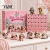 Interaktives Feiertagsspiel Shih Tzu Adventskalender, 24-Tage Countdown Spielzeug-Set mit Mini-Hundefamilie zu Weihnachtsfiguren, Baumhänge-Dekoration, Geschenk