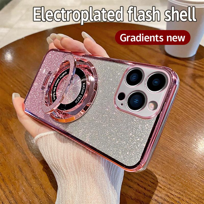 Electroplated Glitter Case For OPPO A1K A5 A7 A8 A9 A11X A12 A15 A17 A32 A36 A38 Magnetic Suction Bracket Soft TPU Back Cover