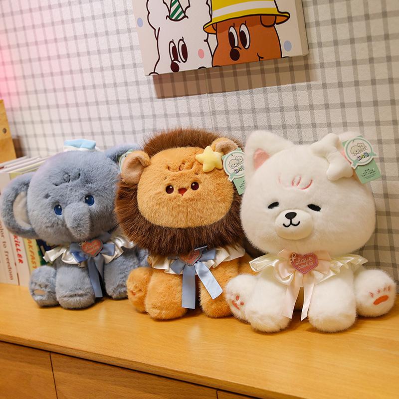 Circus bib lion elephant plush toy cute shiba dog doll hug pillow