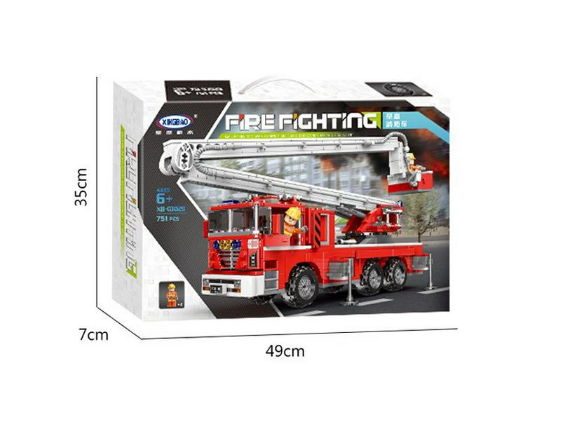Star Fort Aerial Ladder Fire Truck XB03031: Educational Building Block Toy for Kids