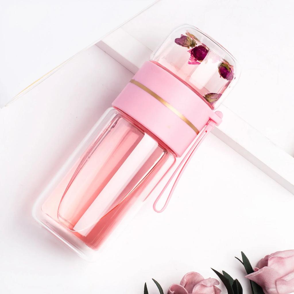 Creative Glass Thermos Mug 400ml Water Bottle Men and Women Portable Vacuum Flask Cup Teacup with Filter Business Gifts