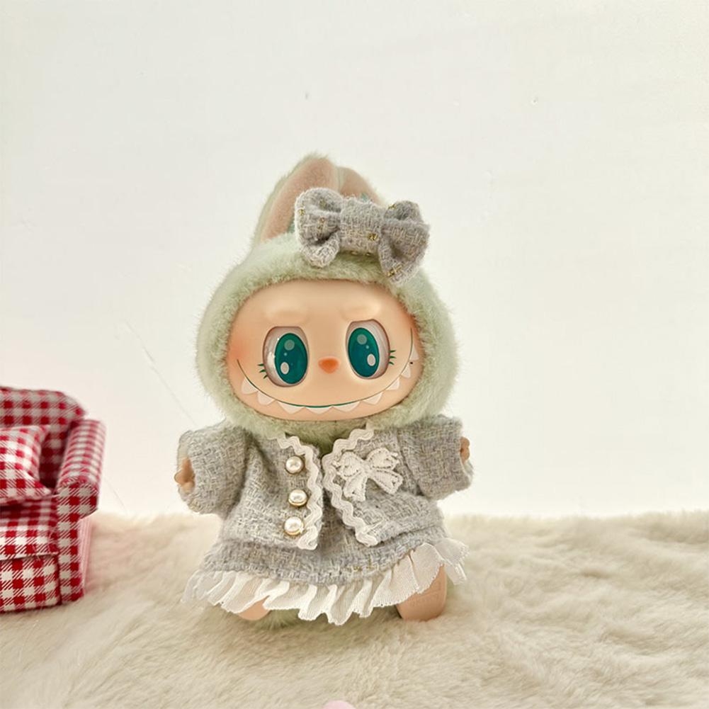 For Labubu 15/17cm Doll Stylish Overalls Clothes Set Pendant Cute Clothes with Fragrant Style For V1/V2 Labubu