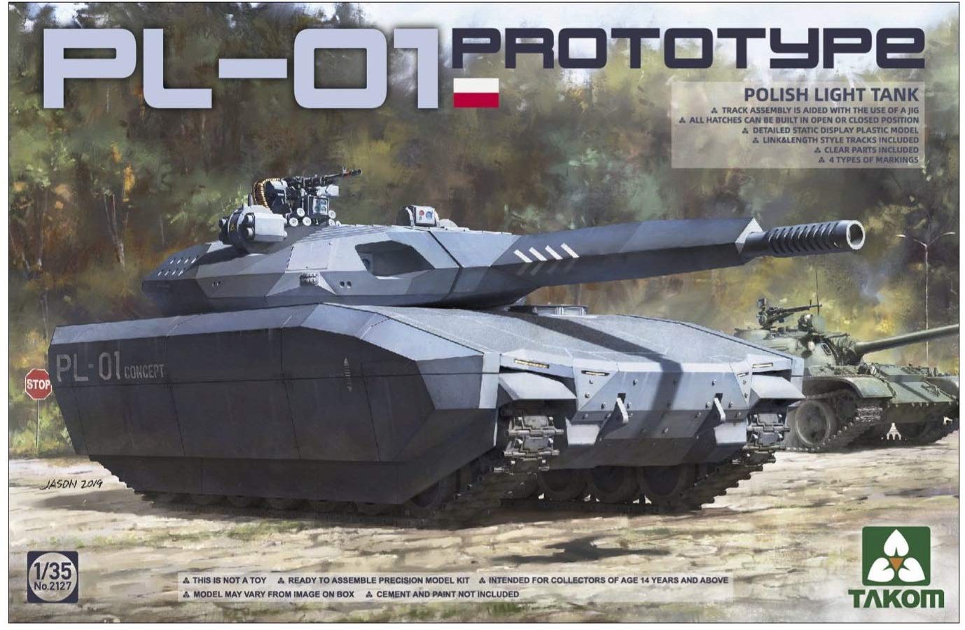 

Takom scale Polish Prototype Light Tank Stealth Tank Plastic Model Kit TKO2127 1/35 PL-01