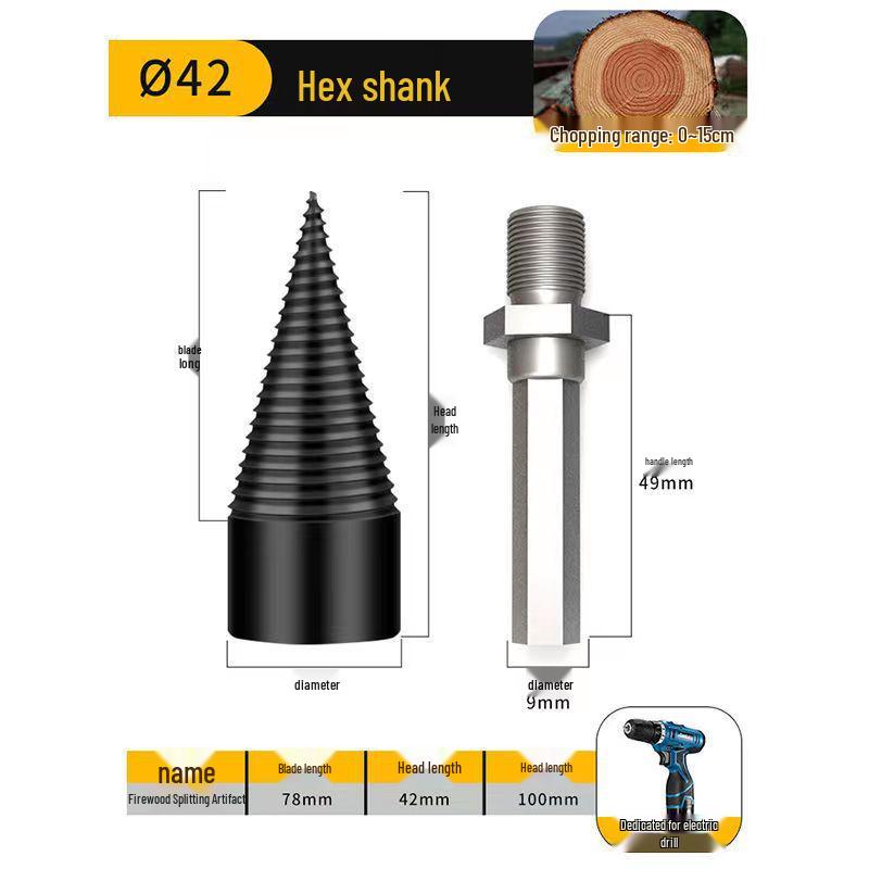 Electric Wood Splitting Cone Drill Bit for Firewood Cutting
