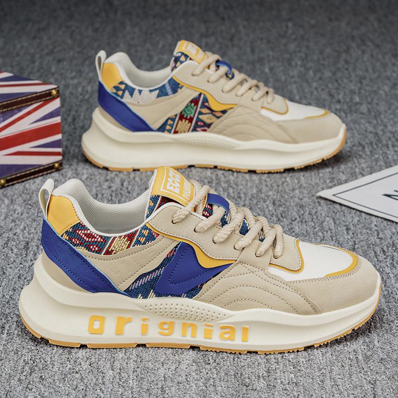 

Нове чоловіче модне повсякденне спортивне бігове взуття для хлопчиків, студентів, трендове чоловіче дозвілля, зручні дихаючі кросівки, великий розмір 39-50 44 синій/бежевий