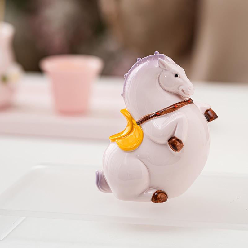 Cherry Blossom Pink Tang Horse Ornament