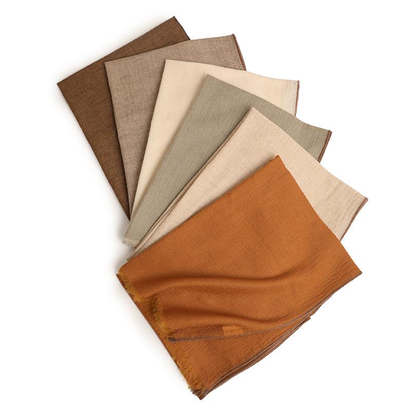 

Women s high-woven yarn plain loose beard cashmere thermal scarf spring new cashmere колір світло кави