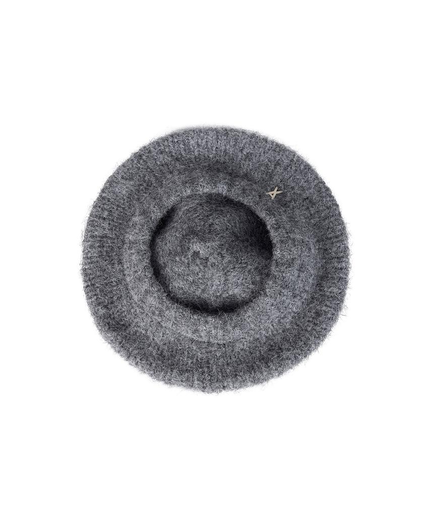 Bajal Studded Logo Wool Knit Beret Dark Grey