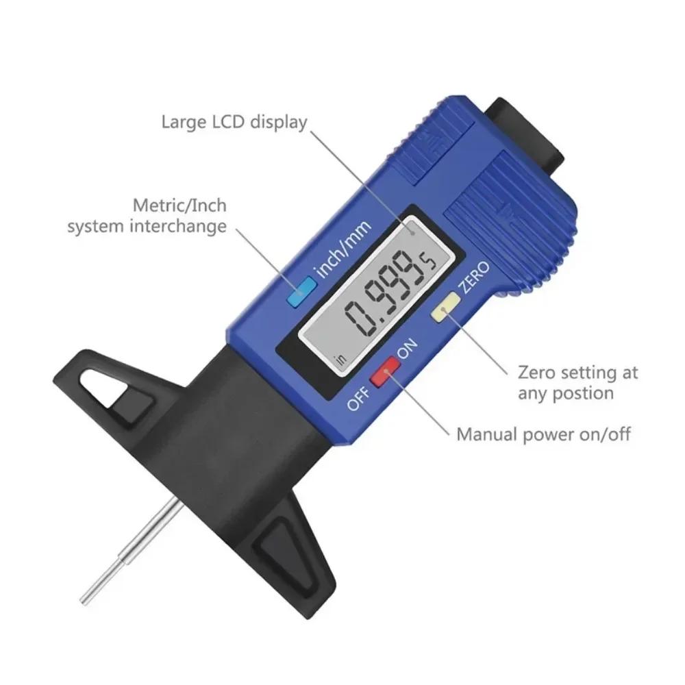Digital Tyre Tread Depth Tester Measuring Gauge Automotive Tyre Wear Inspection Multi-function Digital LCD Display