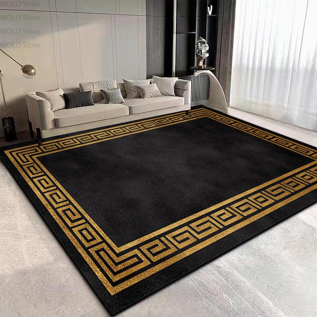 Luxury Black Golden Border Living Room Carpet Decoration Home Large Area Rugs 200x300 Non-slip Washable Bedroom Soft Floor Mat