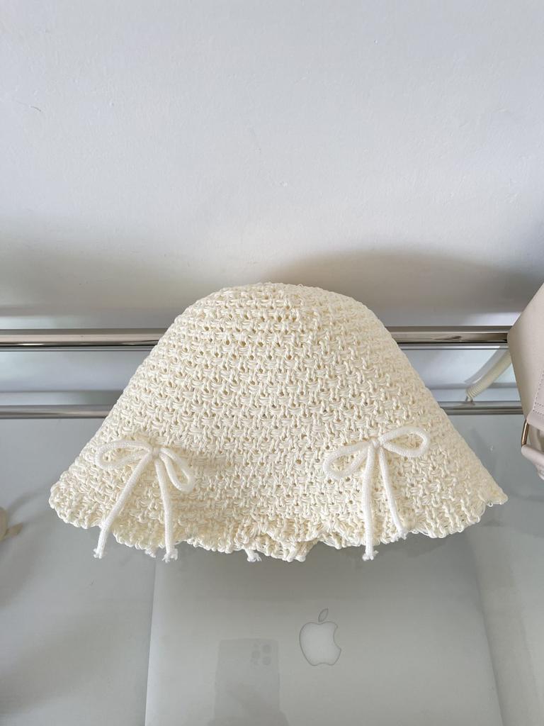 Color knitted hollow breathable bucket hat women's summer outdoor face small sunshade bucket hat women's basin hat