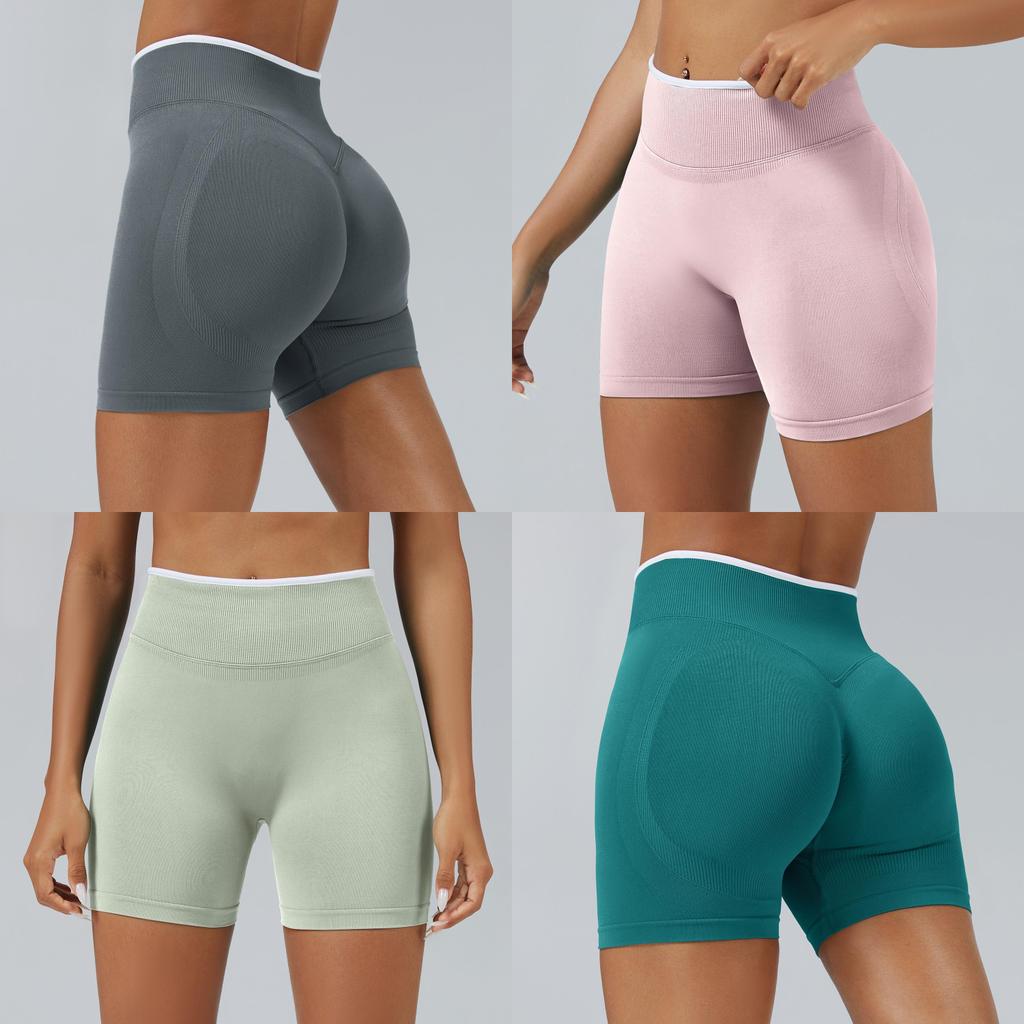 Seamless Colorblock Yoga Shorts For Women With Quick Dry Fabric For Running And Fitness