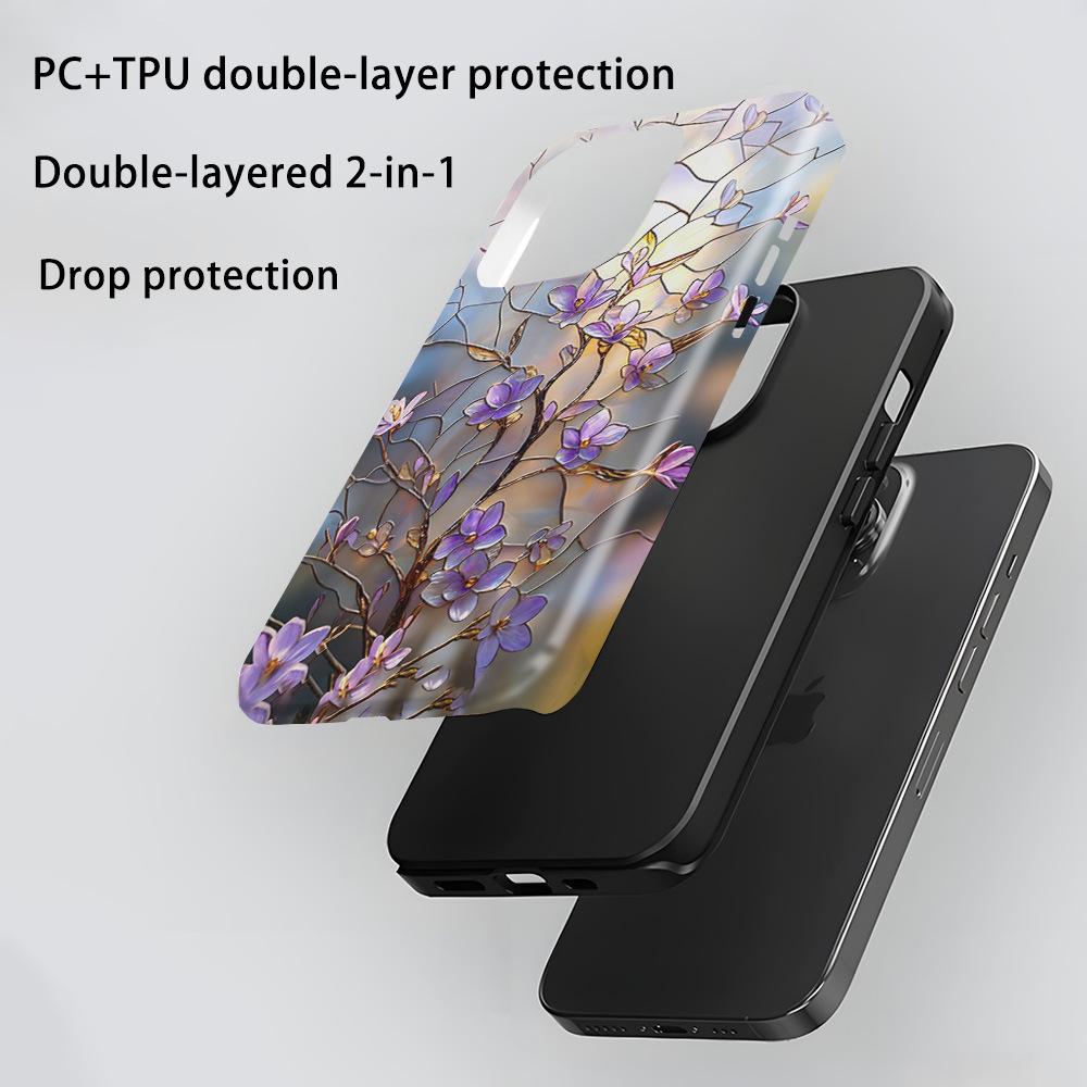 Popular retro wind color window flower mobile phone case iPhone16 anti-drop two-in-one film case Apple 17pm