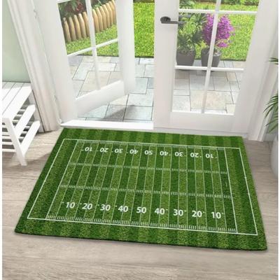 Eine Flanell-Fußmatte mit Fußballfeld-Muster für Räume, Eingangstüren, Schlafzimmer, Küchen, Flure, Waschküchen, Innenbodenmatten