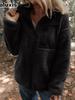 New Faux Fur Coat for Women Autumn Winter Fashion Warm Solid Color Zippered Plush Jacket
