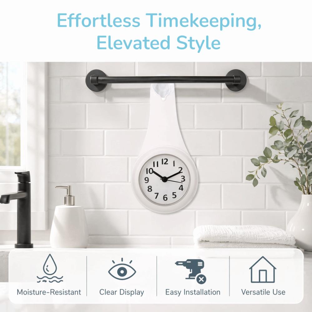 Plastic Hanging Bathroom Clock White Pink Blue Anti-Fog Clock Shower Clock Bathroom Kitchen Shower
