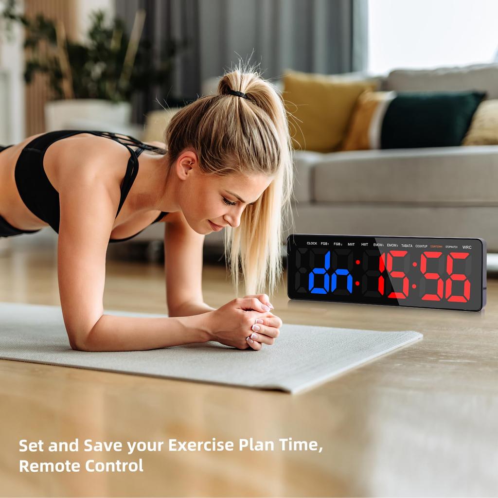 AnExer Sports Timer with Remote Interval Large Print Stopwatch with 3m for Martial MMA Control, 13-inch Timer, 3.1-inch Cable, Arts, Study, Yoga,