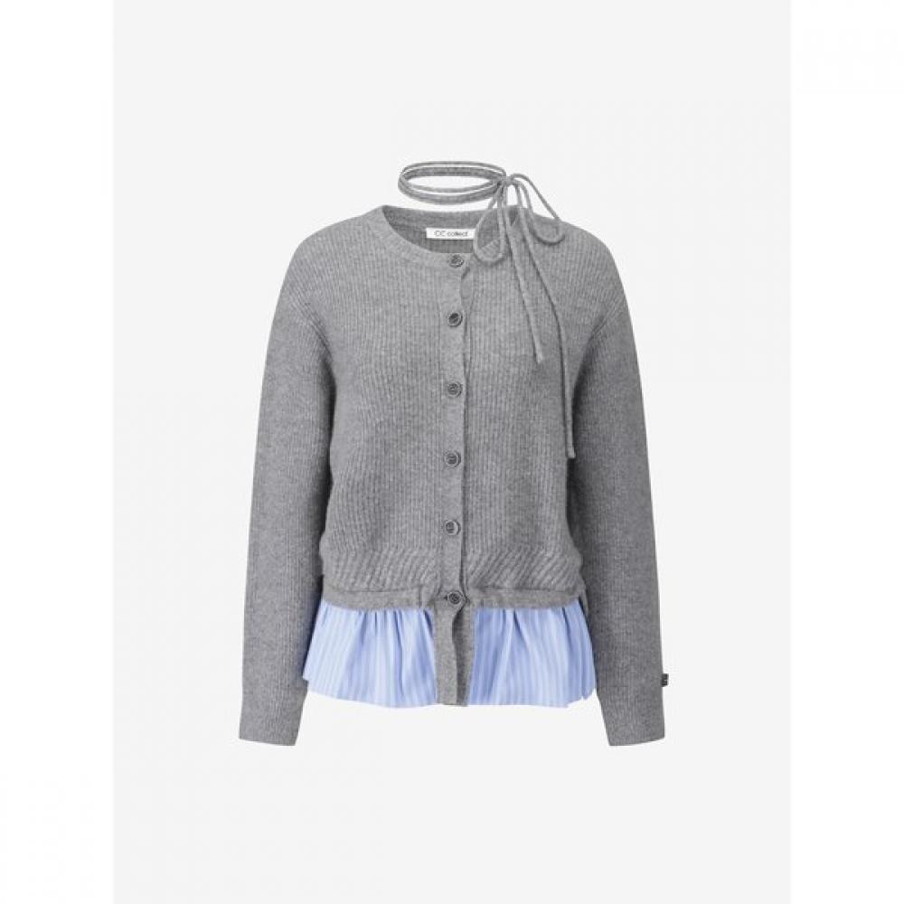 

Cc Collect. Stripe Woven Block Cardigan C254ksl033 Grey/FREE