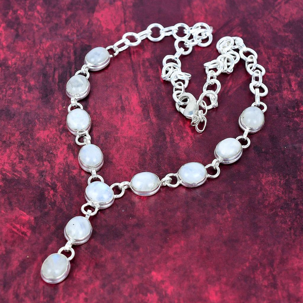 Moonstone Necklace Gemstone Jewelry, 925 Solid Sterling Silver Necklace, Handmade Jewelry Birthstone Necklace, Gift For Him