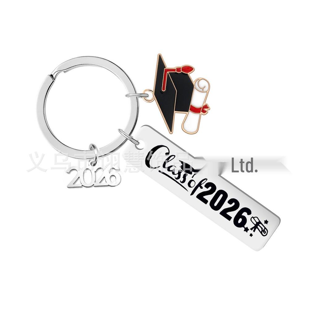 2026 Graduation Inspirational Stainless Steel Keychain Pendant