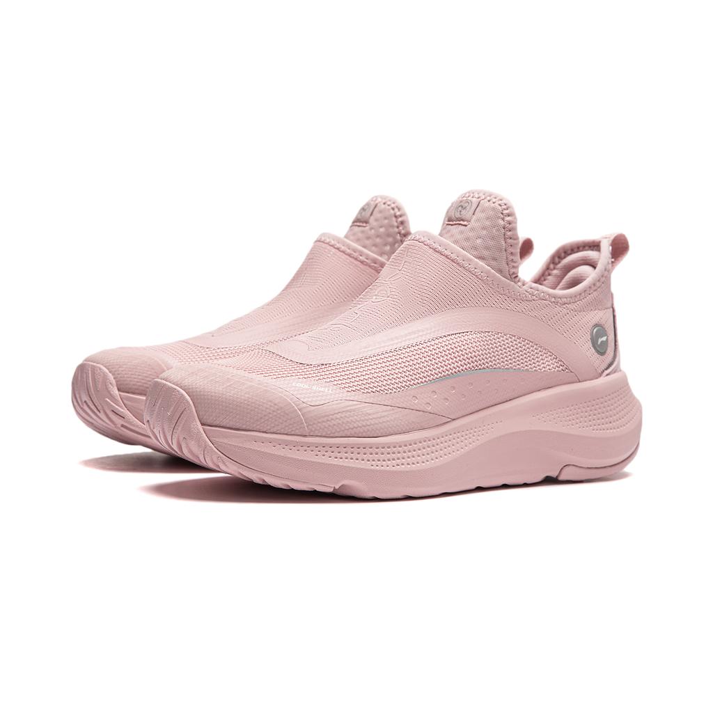 New LiNing Anti Slip Wear Resistant Breathable Lightweight Low Top Casual Running Shoes Women's Pink Gray AGLU106-3