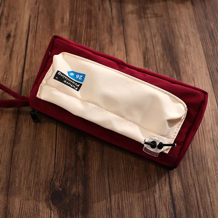 

Водонепроницаемый многослойный пенал, стационарная сумка для хранения ручек, сумка для карандашей, большая вместительная косметичка, дорожная сумка для хранения, школьная красный