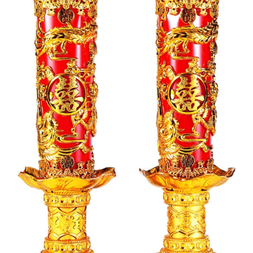 Double Happiness LED Windproof Candle: Dragon & Phoenix Design for Weddings - Safe, Smokeless, Large.