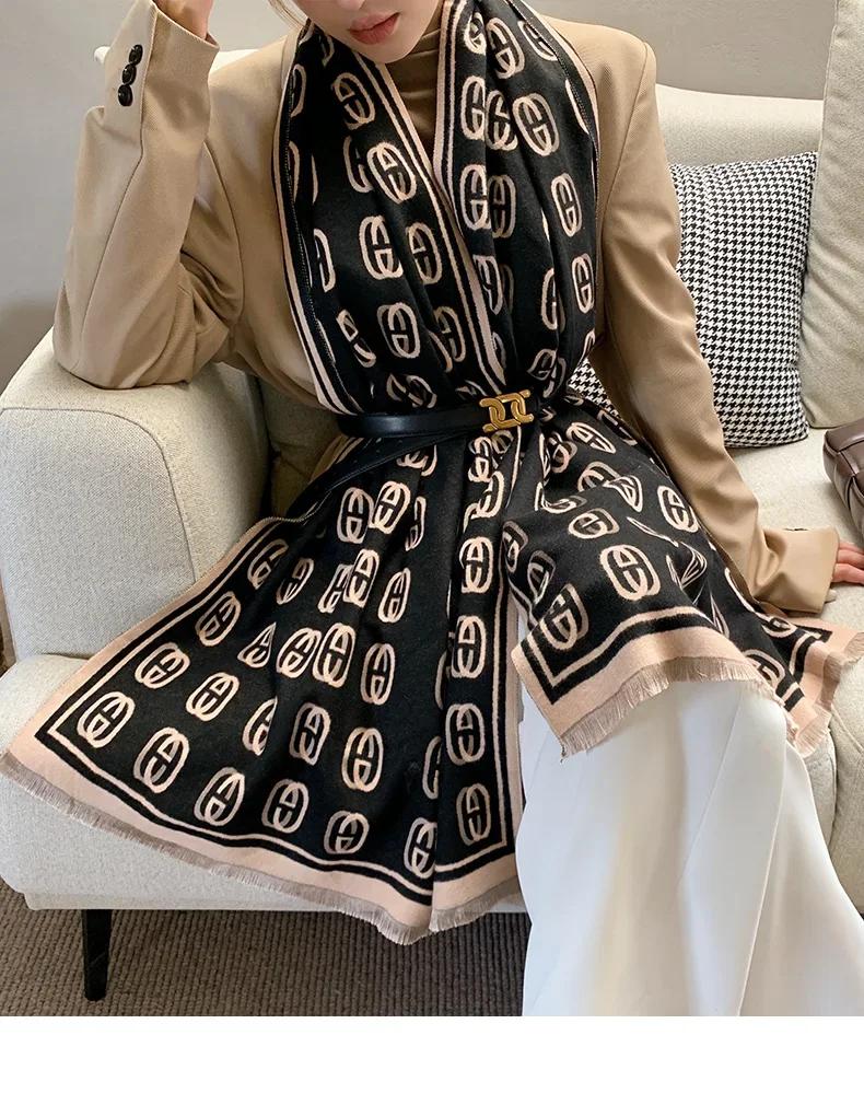 Thickened Letter Scarf Women's Autumn Winter Korean Style Versatile Ins Trendy Double-Sided Air Conditioned Room Shawl Two-Purpo