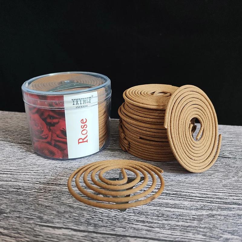 Encens en Spirale Bois de Santal Naturel 48 Plaques/boîte Lavande Jasmin Rose Parfum Aromathérapie Intérieur Brûleur Indien Bouddhiste