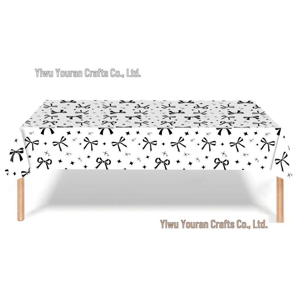 Black Bow Tie Party Set: Disposable Plates, Napkins, Tablecloth & Decorations