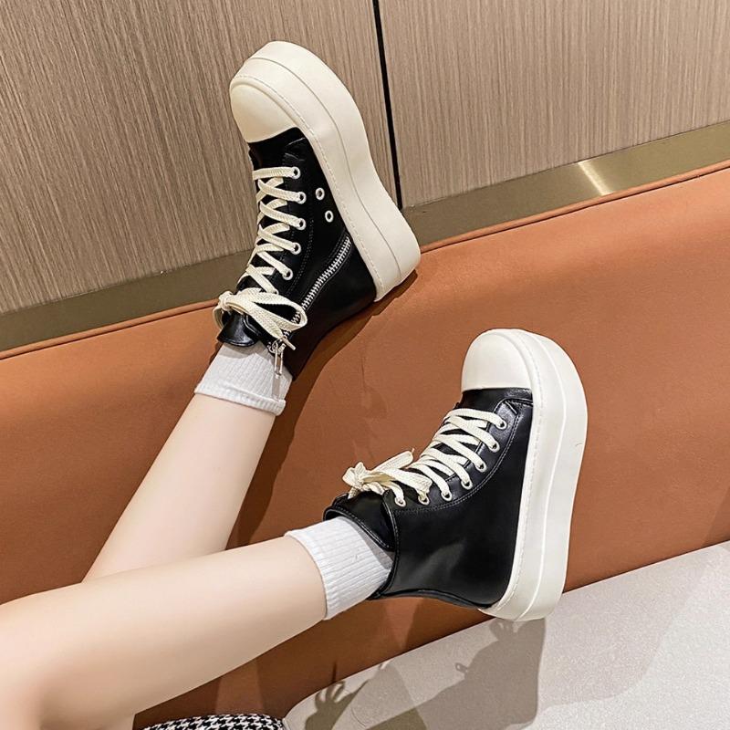 New Thick-soled Sponge High-top Casual Shoes, Height-increasing Sports Single Shoes and Board Shoes