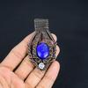 Lapislazuli Anhänger Handgefertigter Edelsteinschmuck, 999 Kupferdraht gewickelter Anhänger, Schmuckanhänger mit einzigartigem Design