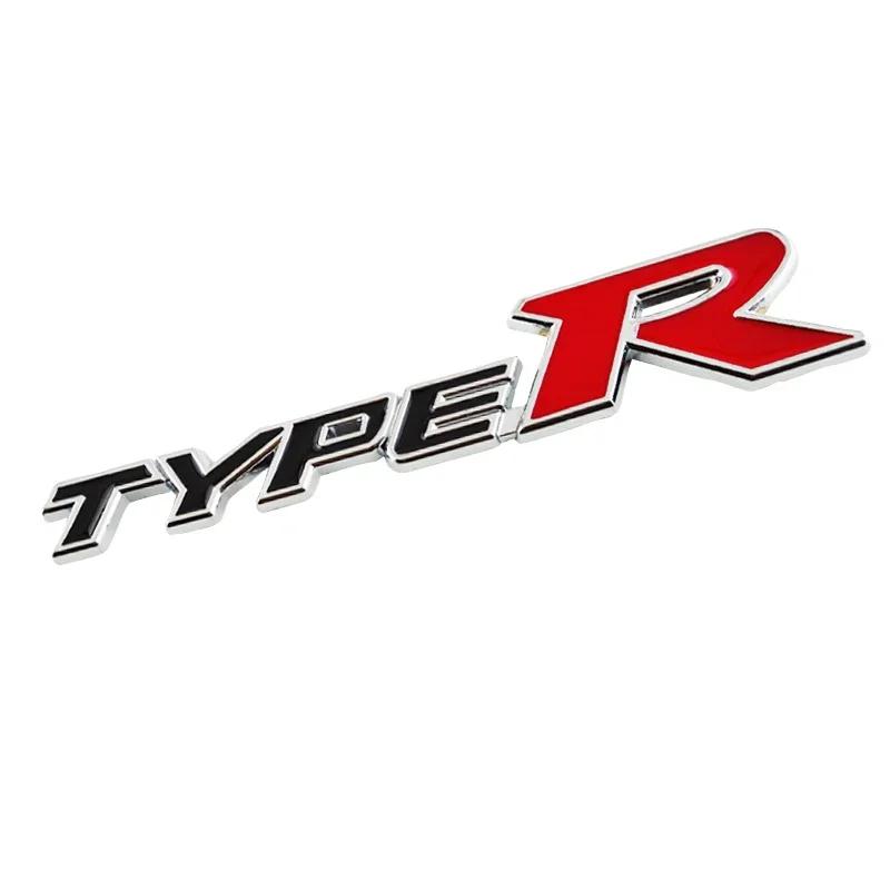 FIQ1 3D Metal Types Type S R Logo Letters Car Trunk Badge Decal For Honda S Fit City Civic Accord CRV HRV Emblem Sticker Accessories