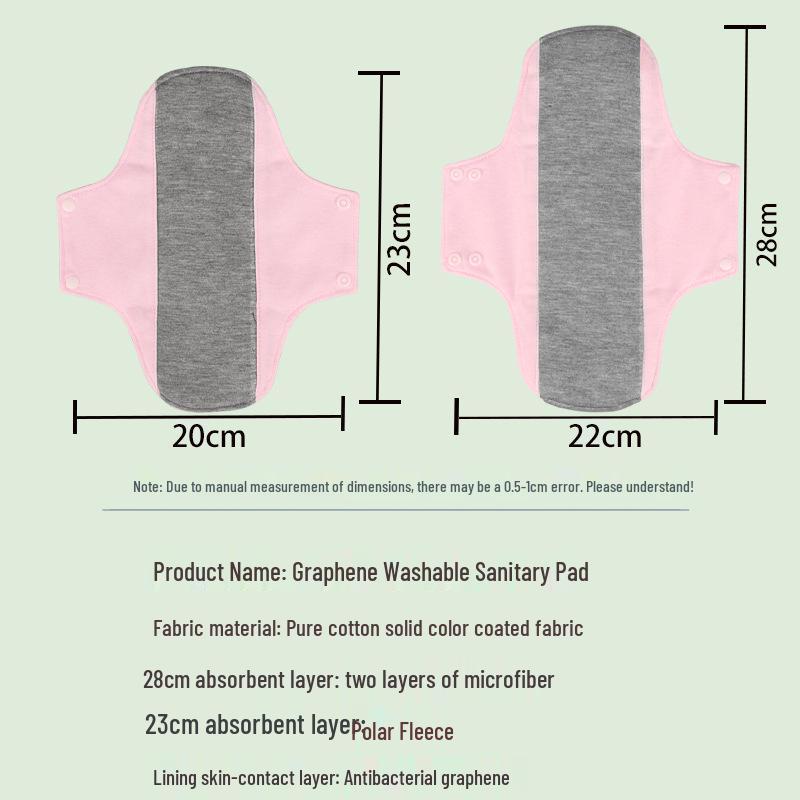 Graphene Cotton Sanitary Pads - Waterproof, Leak-Proof, Washable with One-Way Moisture Guide