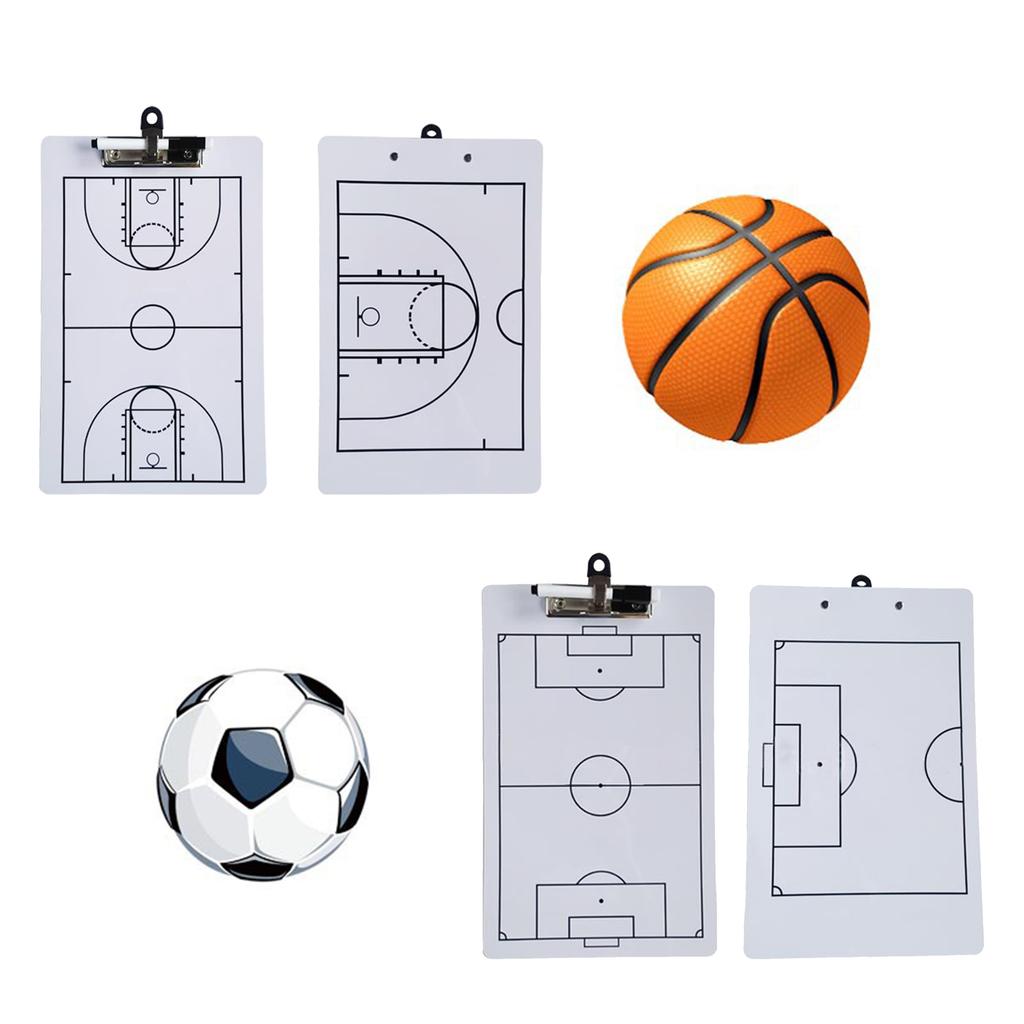 Double-Sided Football Full Half Court Tactic Board Dry Erases Board Basketball Coaching Board for Coaches with Marker