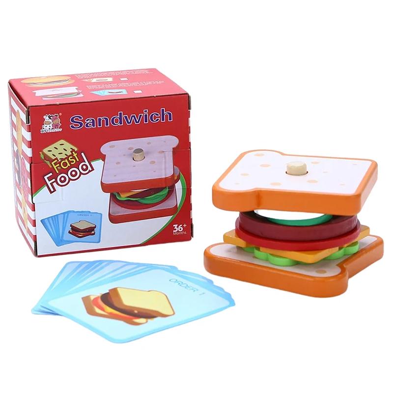 Improve Fine Motor Skills# With Montessori-Based Wooden/ Sandwich Stacking Toy~~ Set For Kids@#@