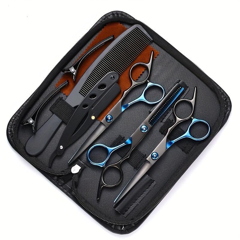 Stainless Steel Hairdressing Scissors Set: Includes Straight Edge and Thinning Scissors for Hair Cutting