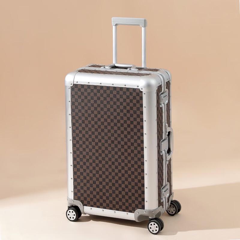 YUESHANTU Premium Aluminum Alloy Leather Luggage