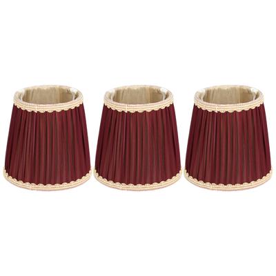 3 Stück E14 Stoff Lampenschirm Weinrot Modern Clip On Lampenschirm für Zuhause Wand Kerzen Tischlampen