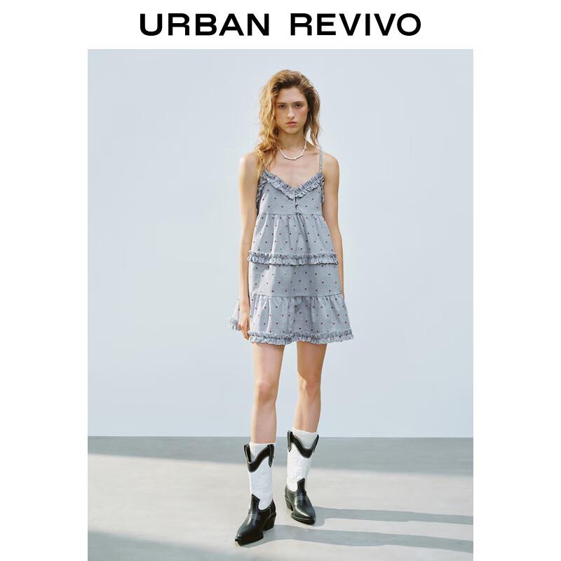 

UR 2025 Летнее платье-майка с вышивкой и оборками L