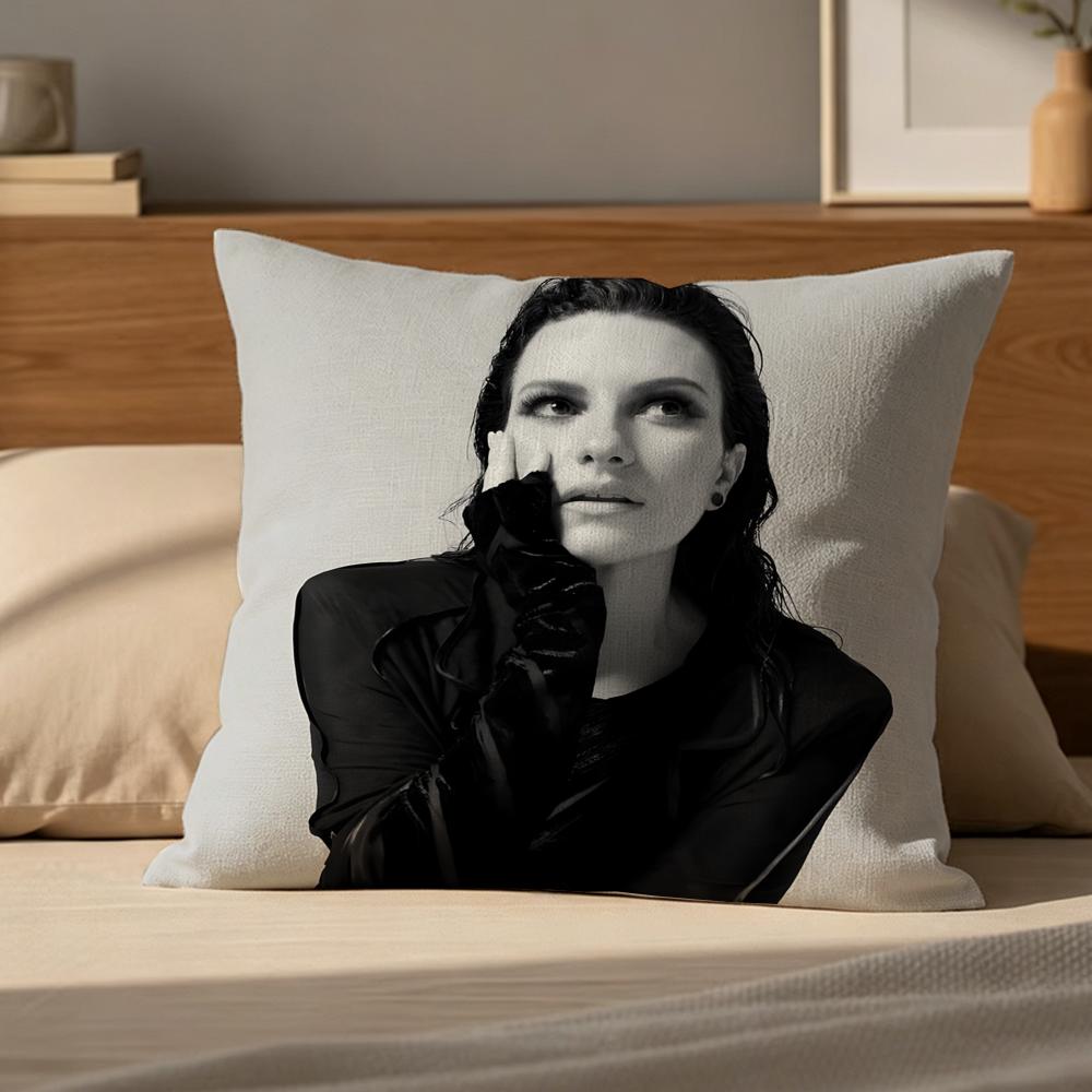 L-Laura Pausini Cushion Cover Cushion Cover Pillowcase, Anti-Mite Invisible Zipper, Linen Sofa Cushion