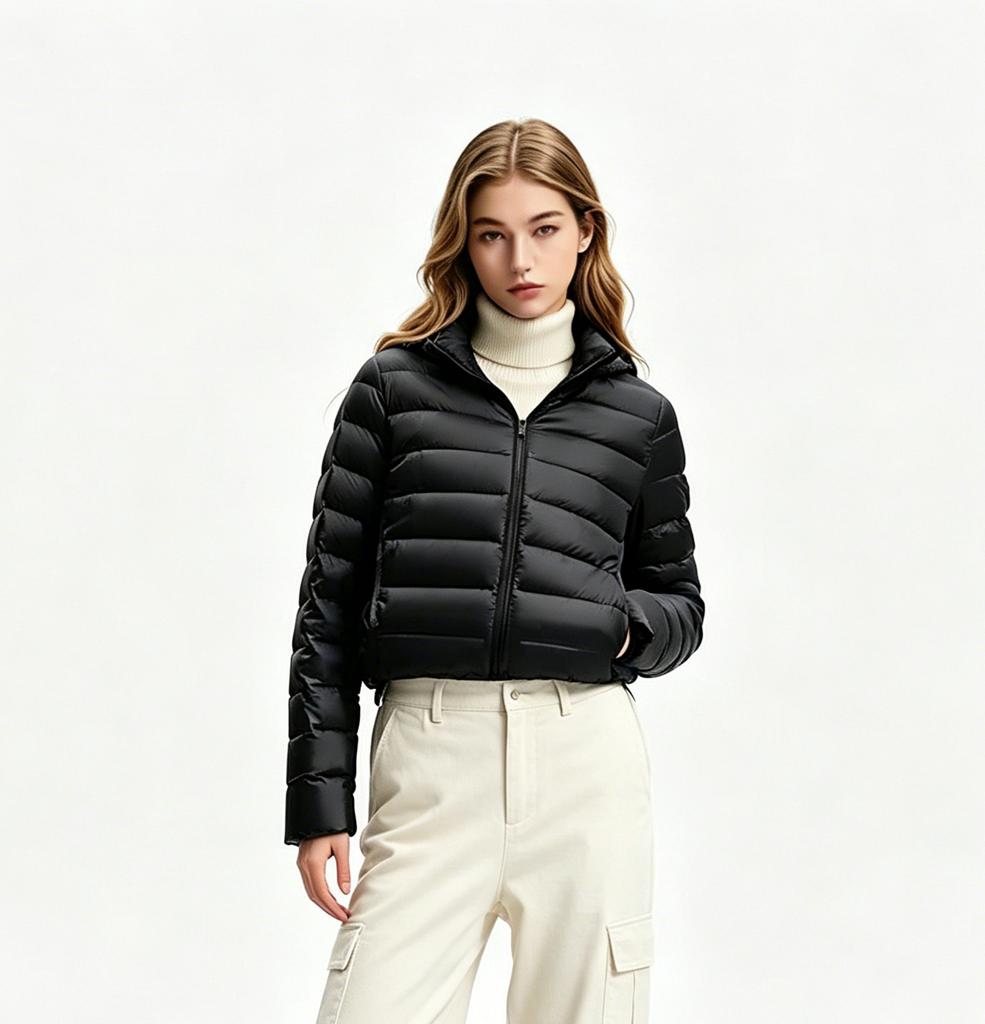 European down cotton clothes  new short light and thin warm slim fashion jacket hooded