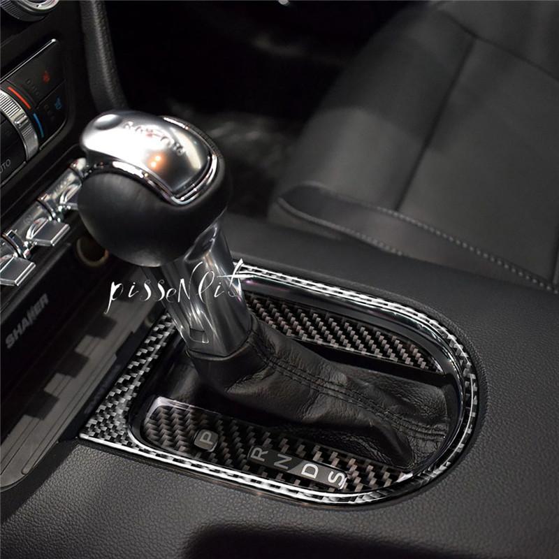 Carbon Fiber Car Interior Gear Panel Cover Trim Sticker Decoration for Ford Mustang 2015 2016 2017 Car Accessories