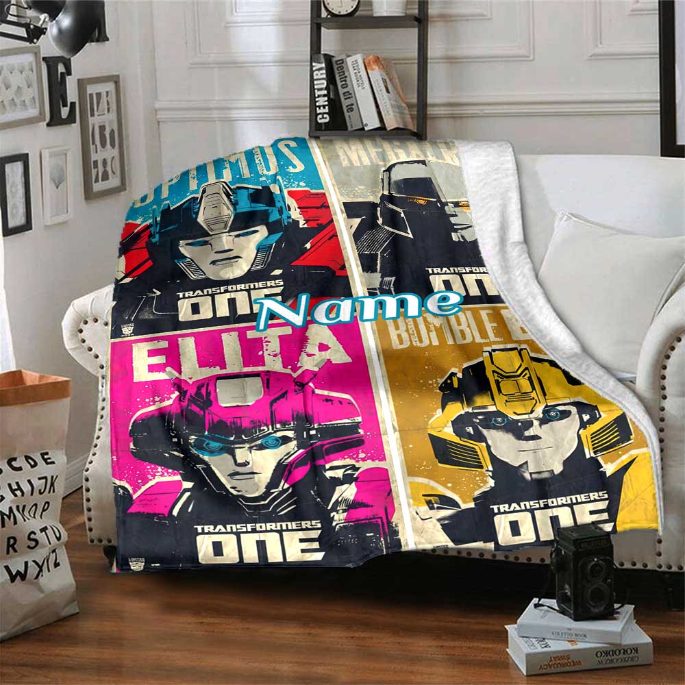 Transformers Fans (2) Customize Text Blanket Throw Customizable Blanket Soft & Cozy Perfect for Chair Livingroom Home Decor Bed All-Season Use