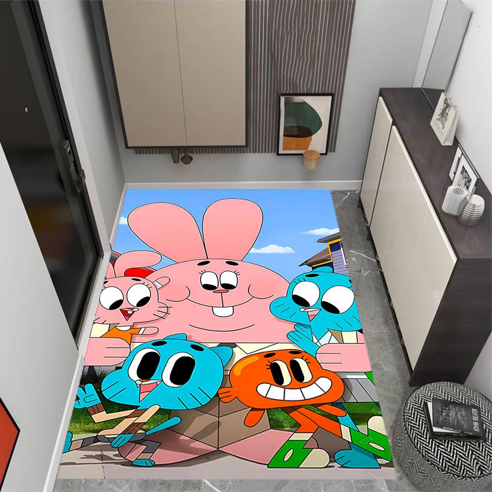 The Smurfs: Blue World Themed Anti-Slip Rugs - Polyester Home Decor, Suitable for Bedrooms, Living Rooms, Doorways, Studios, and Decorations